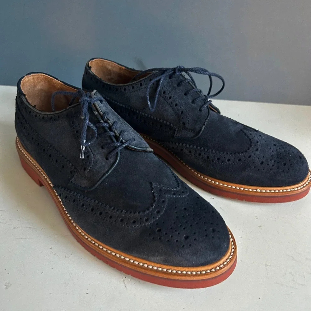 J. Crew dress shoes Men's 8.5 Oxford Ludlow‎ Suede Leather Blue Preppy Career
